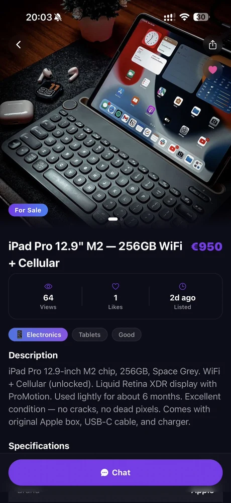 MUXTI iPad listing
