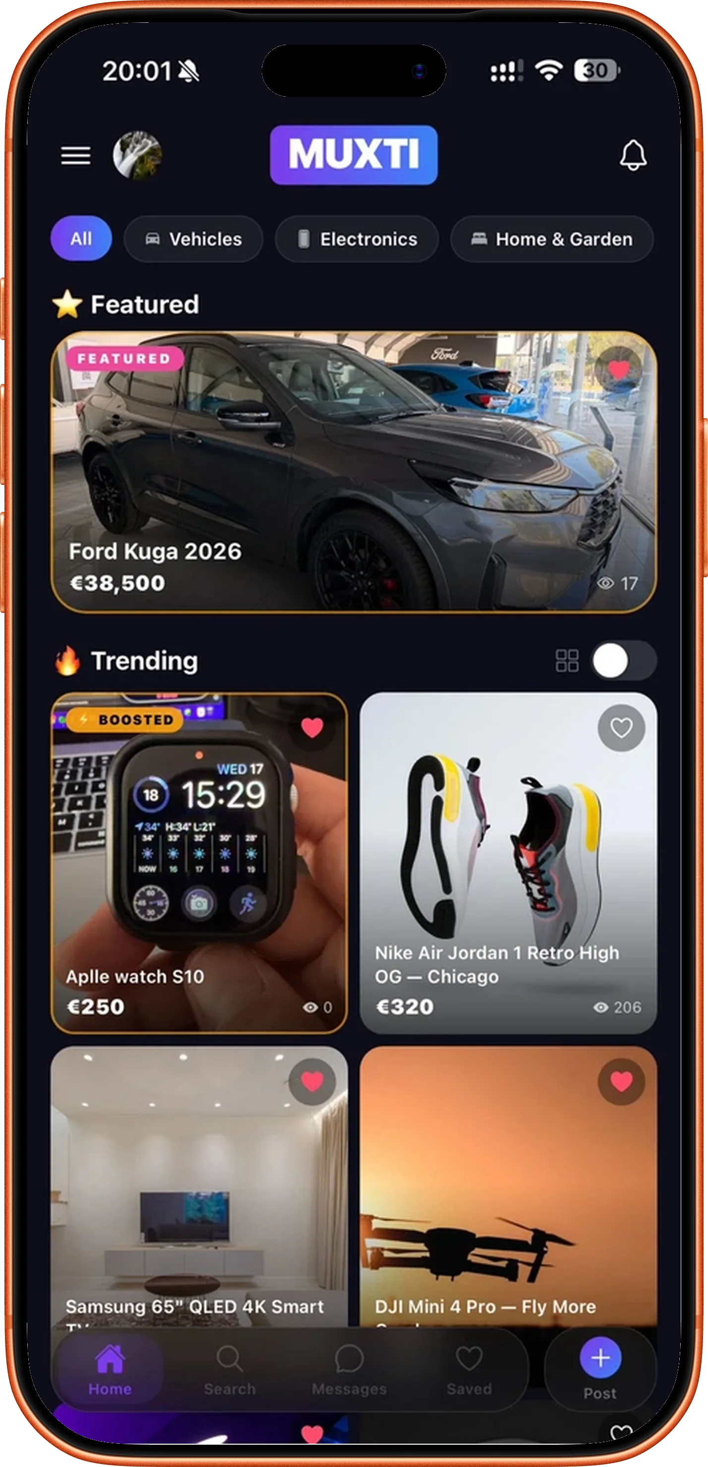 MUXTI home feed