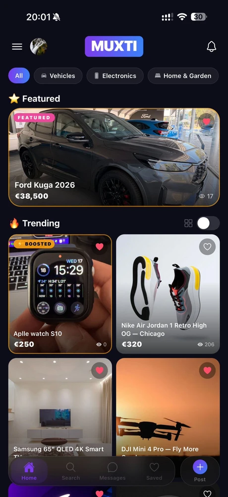 MUXTI home feed